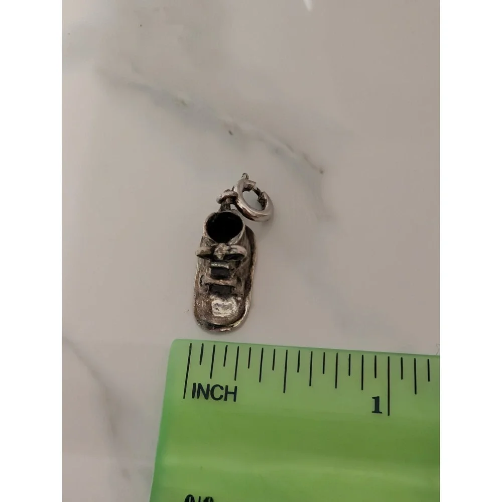 Vintage 1965 Sterling‎ Silver Baby Shoe Charm Engraved 925 Pendant
